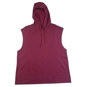 Athleta Womens Sleeveless Hooded Sweatshirt Maroon Red Gym Athleisure Size Large